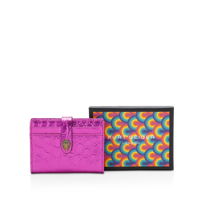 MULTI CARD KENSINGTON FUCHSIA LEATHER/CROC PRINT