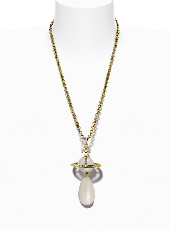 GIANT PEARL DROP PENDANT zlatý