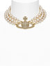 THREE ROW PEARL BAS RELIEF CHOKER zlatý